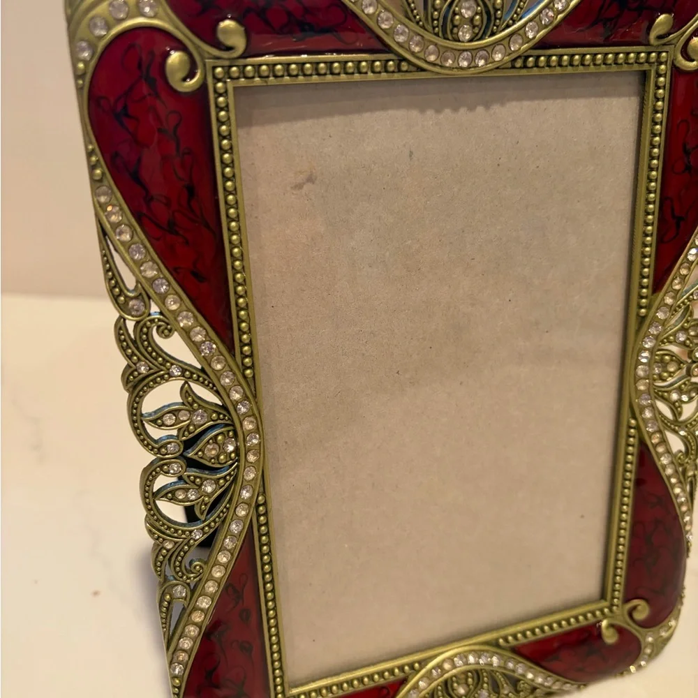 Red and Gold Ornate Filigree Picture Frame - Decorative Home Accent